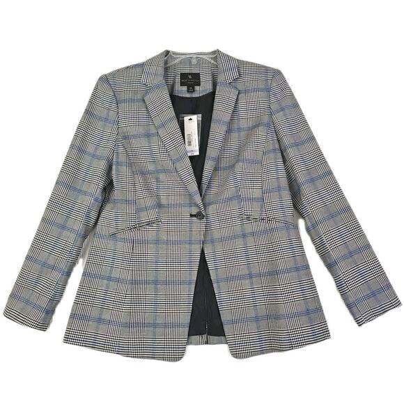 Worthington~Woman Size SPetite~ Gray/Black Plated Print Career Blazer Jacket NWT - Picture 1 of 16